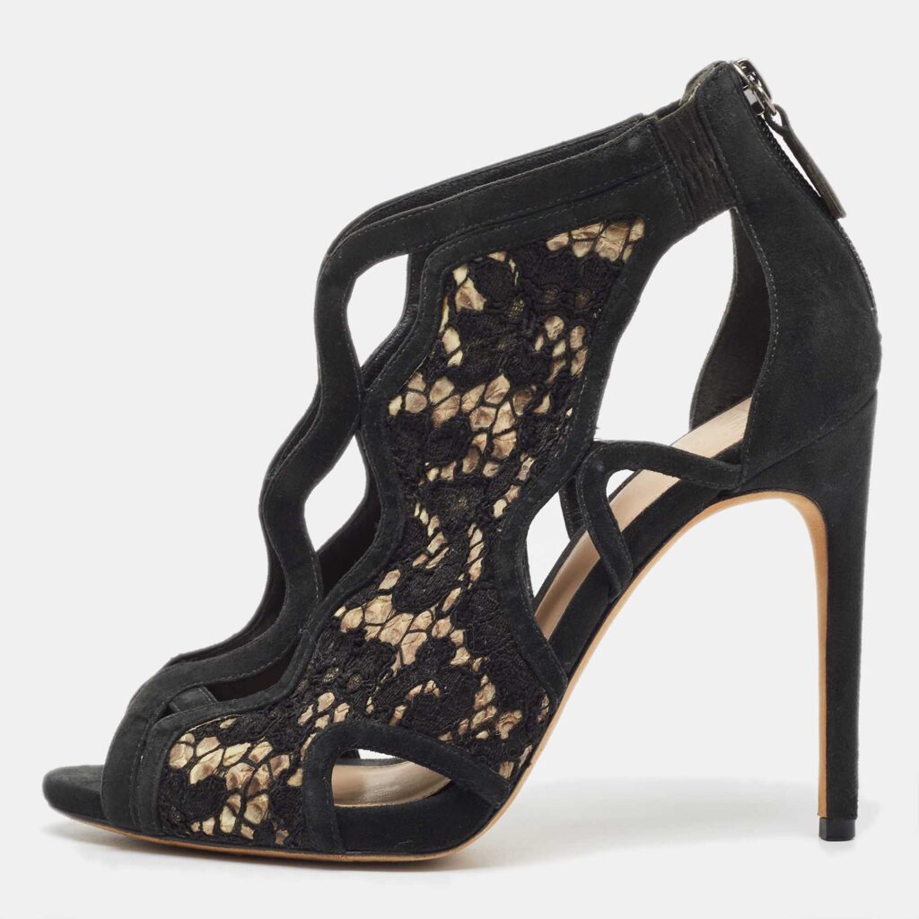 luxury-women-alexandre-birman-used-shoes-p921039-003 Alexandre Birman Black Mesh and Suede Ankle Strap Sandals Size 36