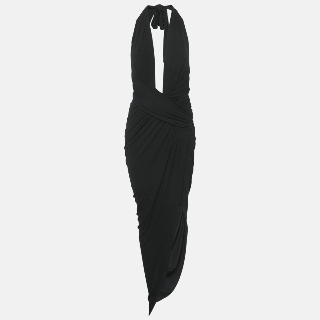 Alexandre Vauthier Black Jersey Asymmetric Halter Neck Draped Dress S