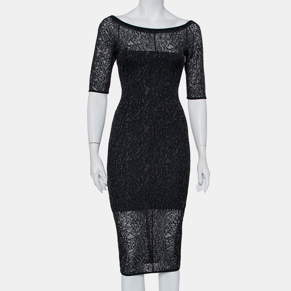 luxury-women-alexandre-vauthier-used-clothes-p433576-009 Alexandre Vauthier Black Stretch Lace Bodycon Dress M