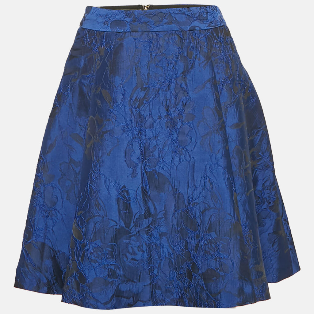 luxury-women-alice-olivia-new-clothes-p1125246-001 Alice + Olivia Cobalt Blue Floral Jacquard Pleated Mini Skirt S