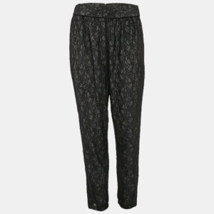 Alice + Olivia Black Floral Lace Trousers L