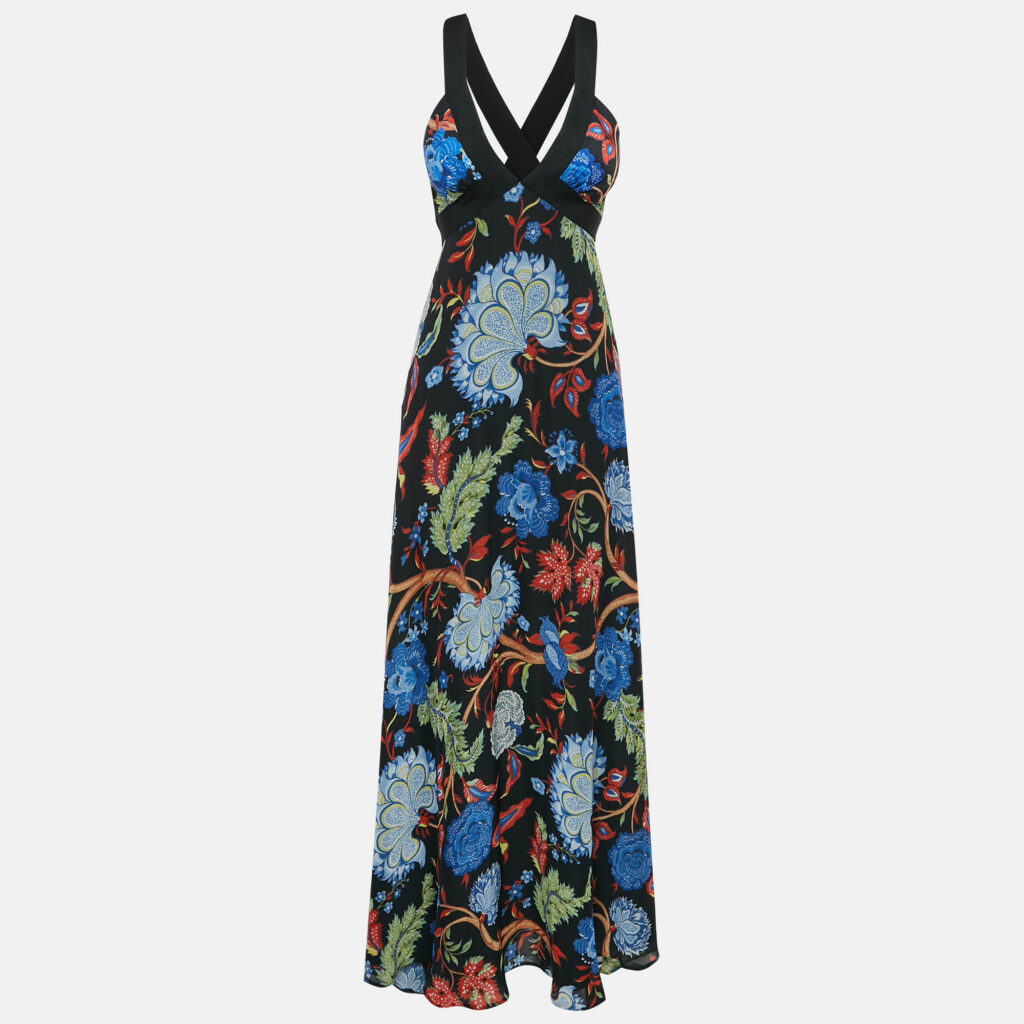 luxury-women-alice-olivia-used-clothes-p1091499-001 Alice + Olivia Black/Multicolor Floral Print Silk Maxi Dress M