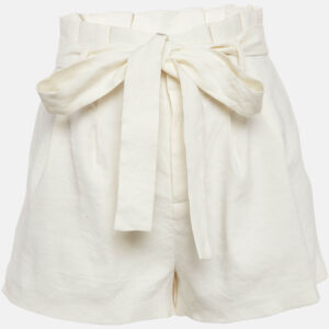 Alice + Olivia Off White Linen Blend Pleated Shorts S