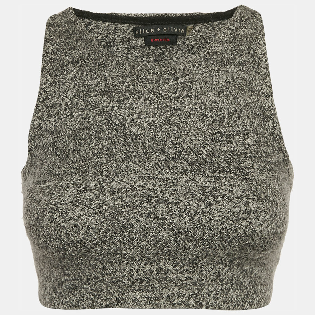 luxury-women-alice-olivia-used-clothes-p1146449-006 Alice + Olivia Grey Wool Knit Sleeveless Crop Top XS
