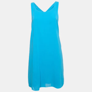 Alice + Olivia Blue Crepe Sleeveless Mini Dress L
