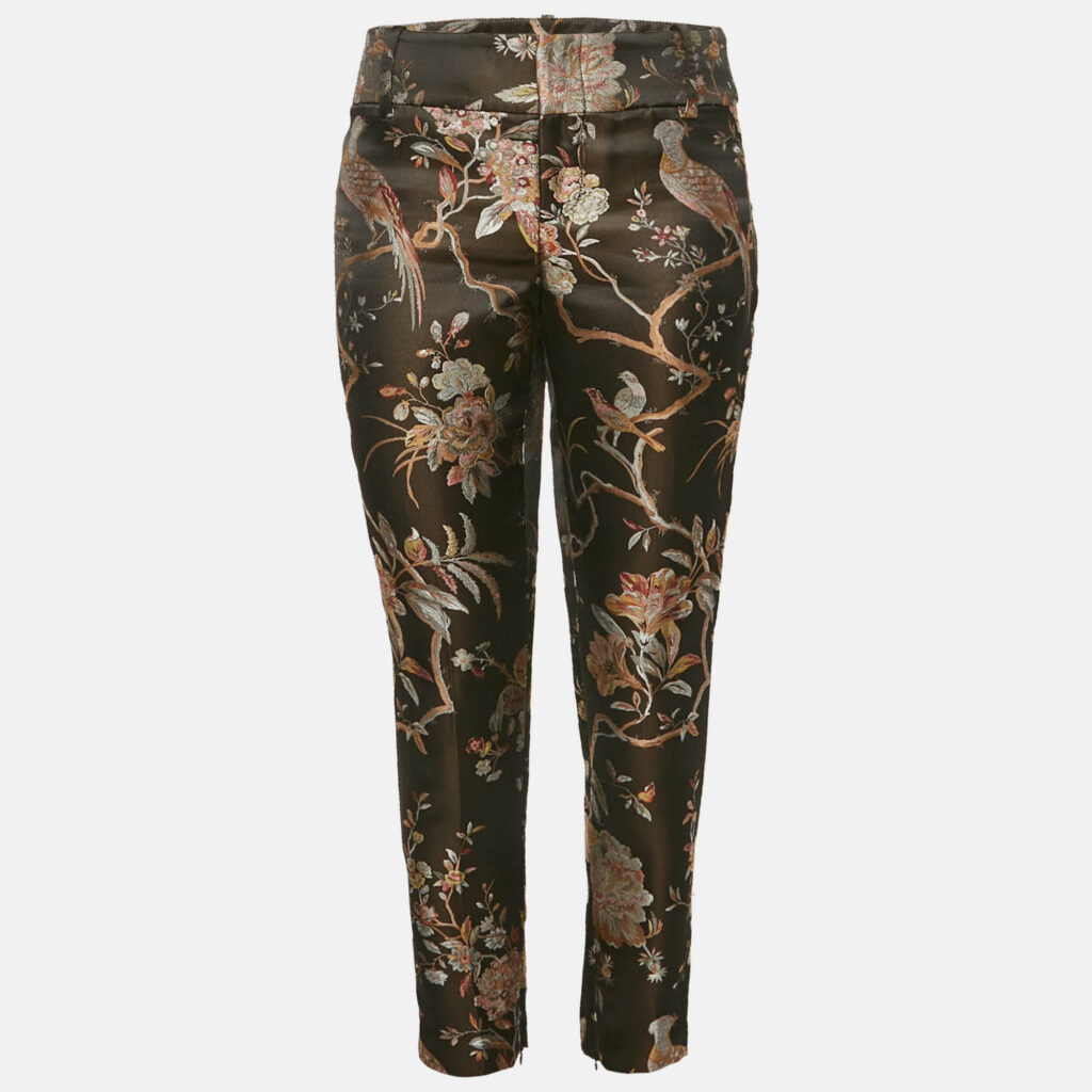 luxury-women-alice-olivia-used-clothes-p1161543-002 Alice + Olivia Black Floral Jacquard Trousers S