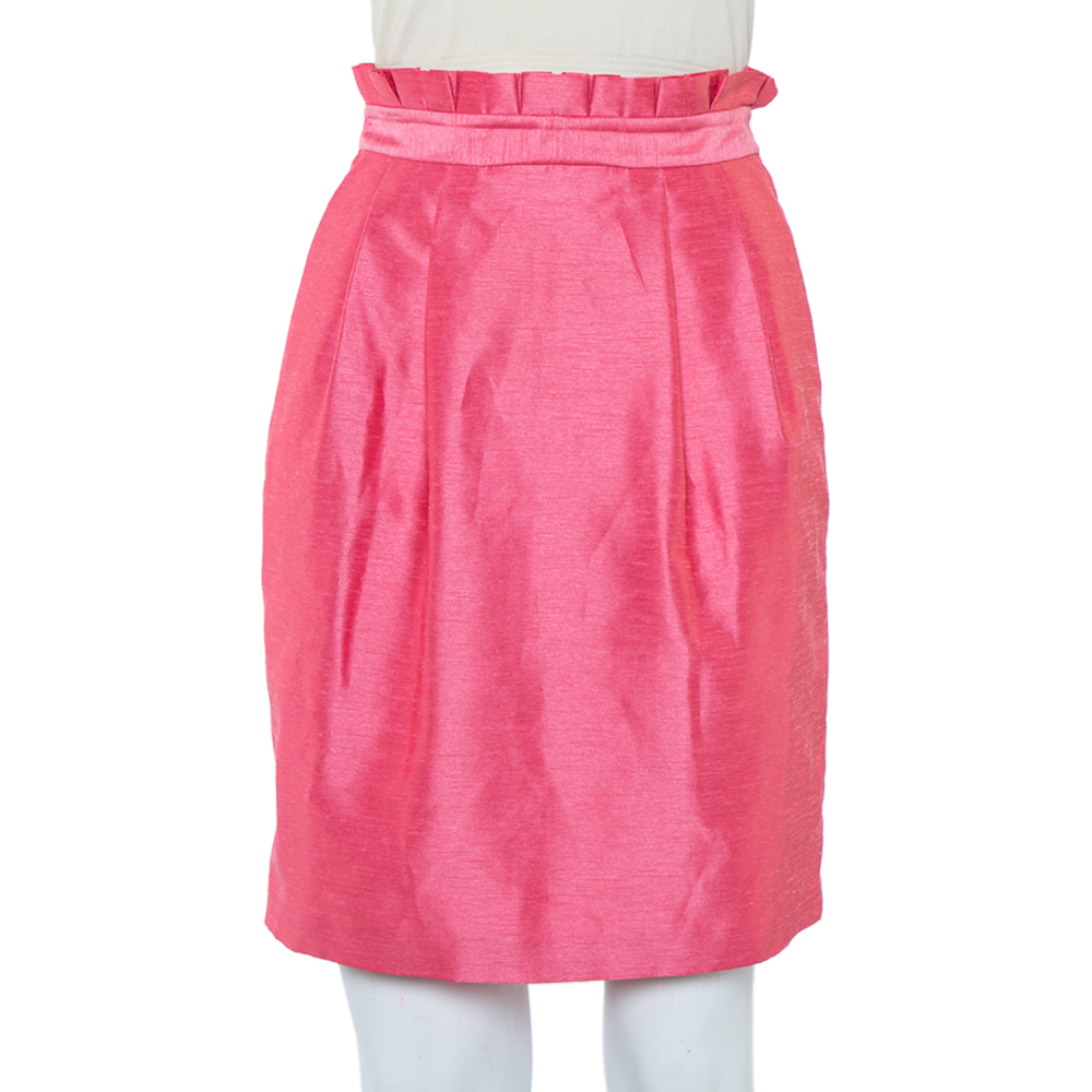 luxury-women-alice-olivia-used-clothes-p406759-002 Alice + Olivia Pink Synthetic Paper Bag Waist Detail Mini Skirt XS
