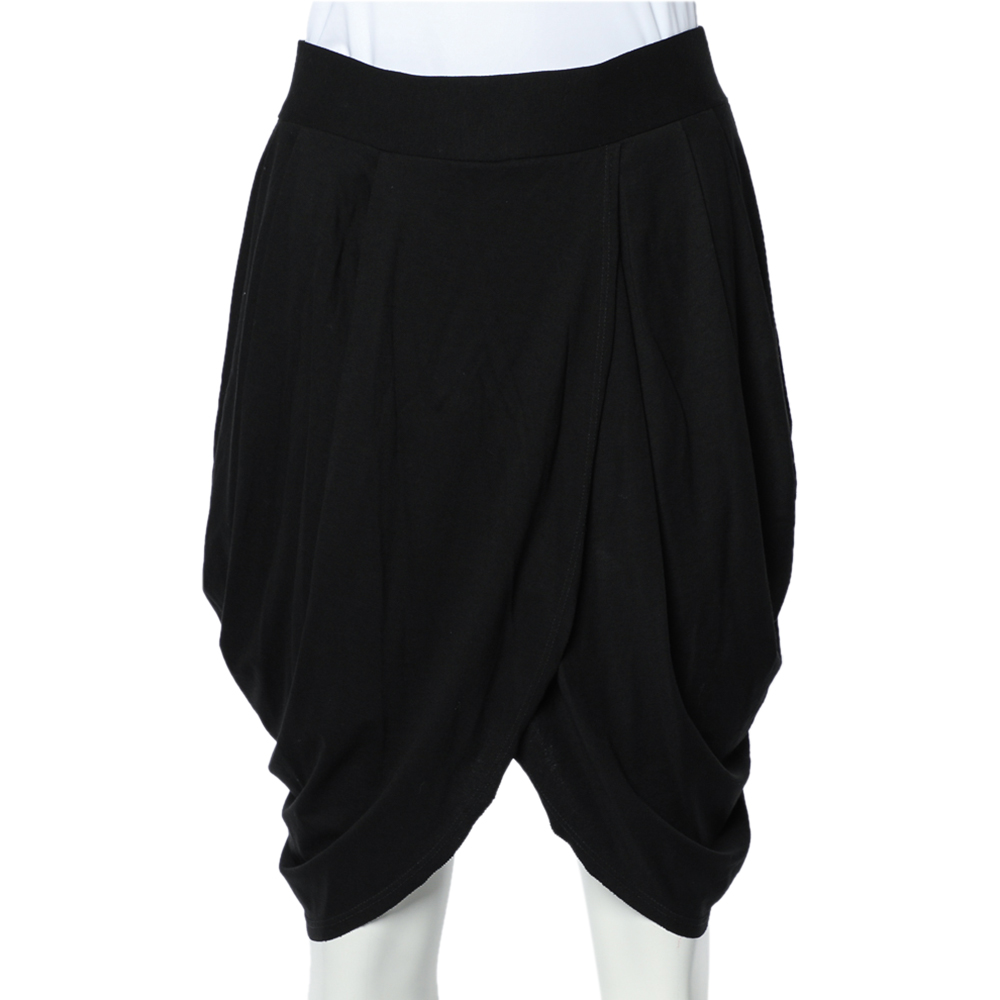 luxury-women-alice-olivia-used-clothes-p468215-001 Alice + Olivia Black Jersey Tulip Draped Skirt M