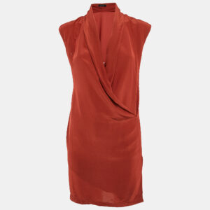 All Saints Brick Red Silk Blend Sleeveless Mini Dress S
