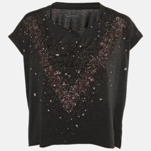 All Saints Black Celestial Print Jersey T-Shirt S