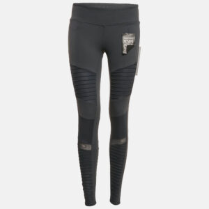 Alo Yoga Grey Jersey Mesh Detail Leggings L