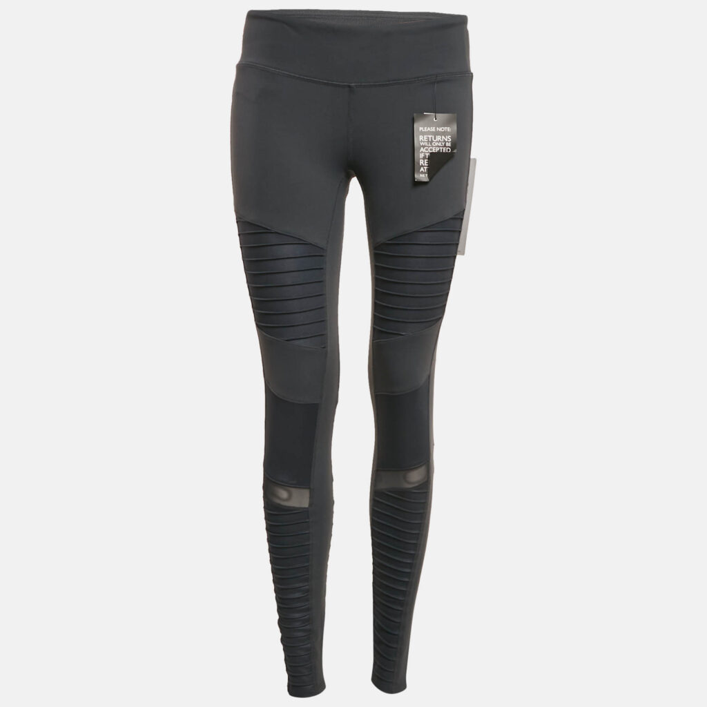 Alo Yoga Grey Jersey Mesh Detail Leggings L