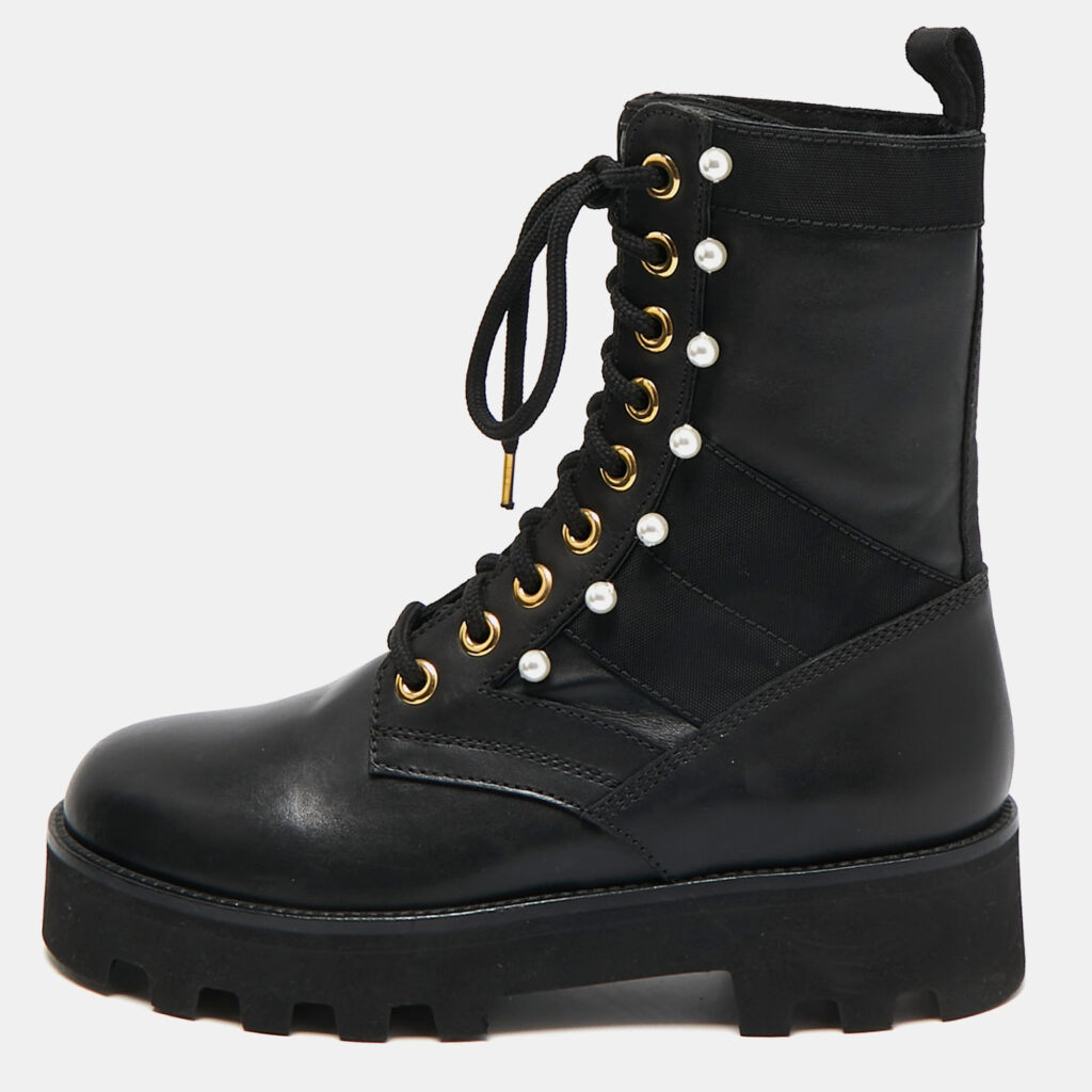 luxury-women-altuzarra-new-shoes-p1086082-001 Altuzarra Black Canvas and Leather Cosmo Jungle Combat Boots Size 39