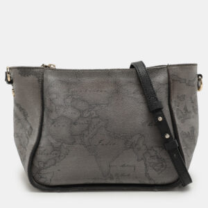 Alviero Martini 1A Classe Grey Coated Canvas and Leather Shoulder Bag