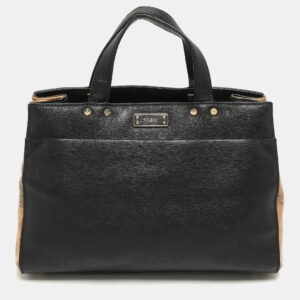 Alviero Martini 1A Classe Black Coated Canvas and Leather Satchel