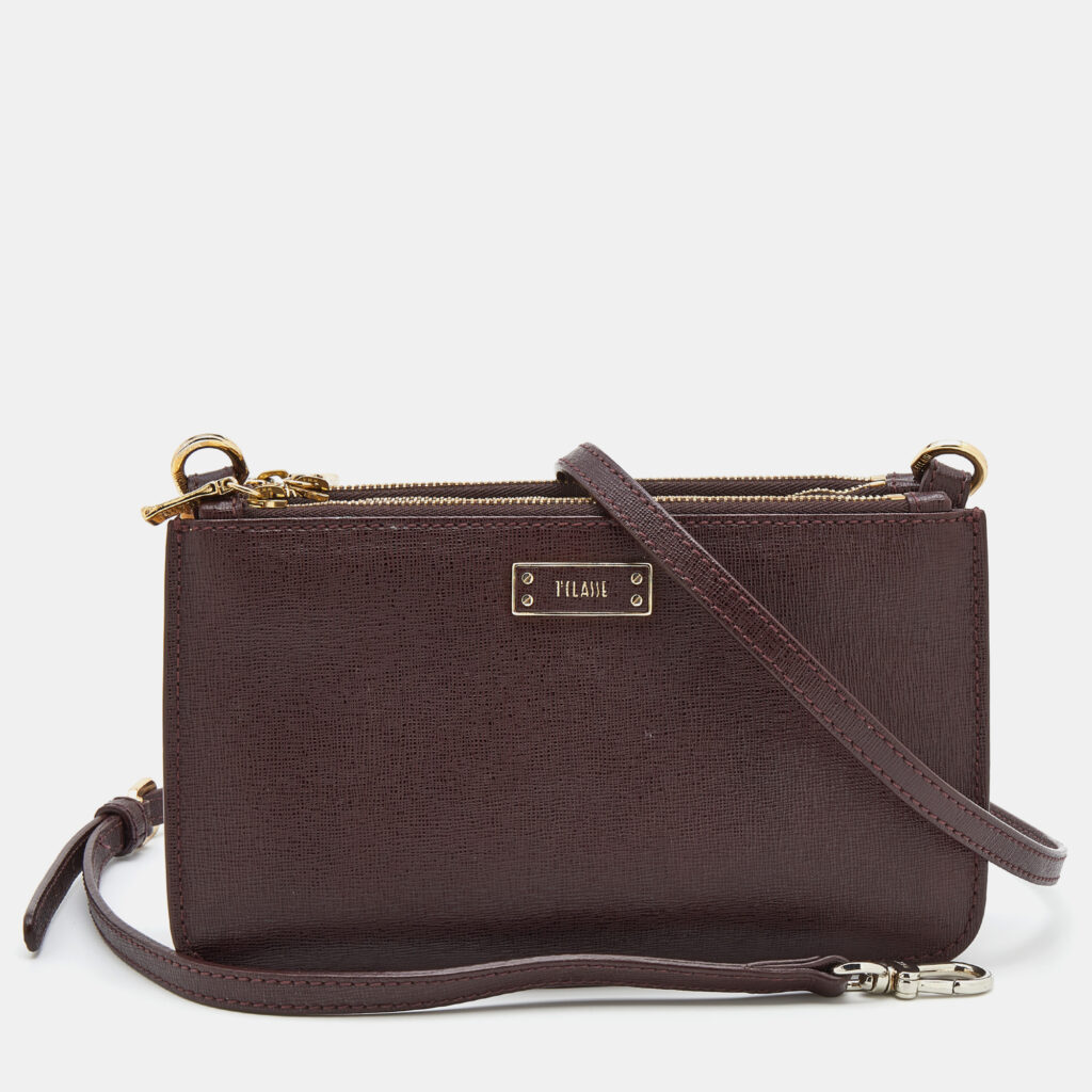 luxury-women-alviero-martini-1a-classe-used-handbags-p714419-013-1 Alivero Martini 1A Classe Burgundy/Beige Leather and Coated Canvas Zip Crossbody Bag