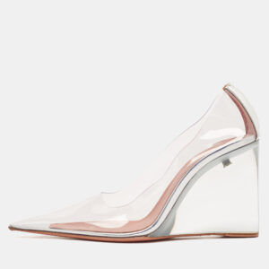 Amina Muaddi Transparent PVC Pointed Toe Ane Wedge Pumps Size 36
