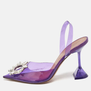 Amina Muaddi Purple PVC Begum Slingback Pumps Size 38.5