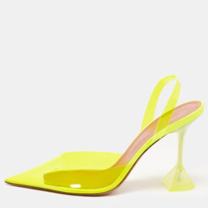 Amina Muaddi Yellow PVC Holli Glass Slingback Pumps Size 40.5