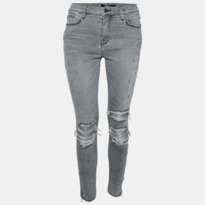 Amiri Grey Denim Distressed Skinny Jeans S