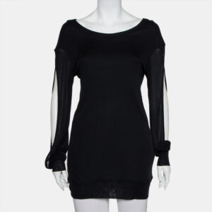 Ann Demeulemeester Black Modal Cutout Sleeve Detail T-Shirt M
