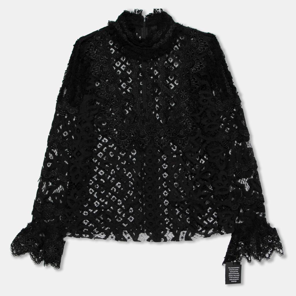luxury-women-anna-sui-new-clothes-p627631-003-2 Anna Sui Black Lace Ruffle Trimmed Long Sleeve Blouse M