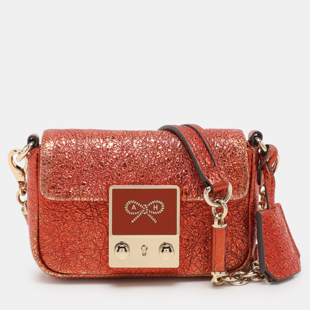 luxury-women-anya-hindmarch-used-handbags-p1130039-001 Anya Hindmarch Metallic Foil Leather Crossbody Bag