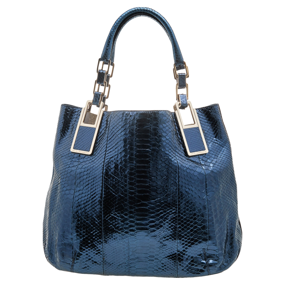 luxury-women-anya-hindmarch-used-handbags-p596596-006-1 Anya Hindmarch Metallic Blue Python Hector Tote