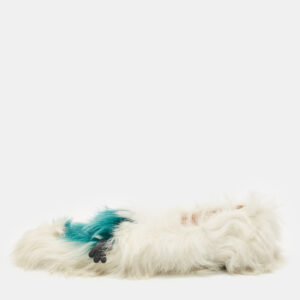 anya hindmarch white/green fur flats size 38