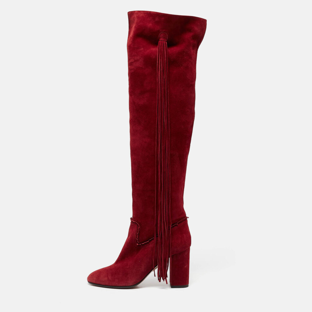 luxury-women-aquazzura-new-shoes-p1086162-010 Aquazzura Red Suede Knee Length Boots Size 39