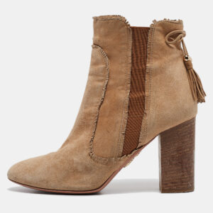 Aquazzura Brown Suede Tassel Accents  Boots Size 39