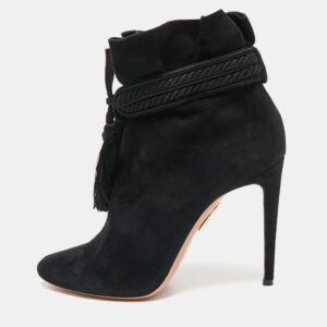 Aquazzura Black Suede Ankle Length Boots Size 41