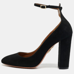 Aquazzura Black Suede Alix Mary Jane Pumps Size 38