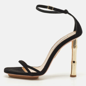 Aquazzura Black Suede Wild Nights 115 Ankle Strap Sandals Size 40