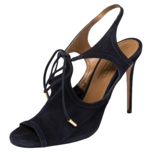 Aquazzura Blue Suede Tie-up Sandals Size 36