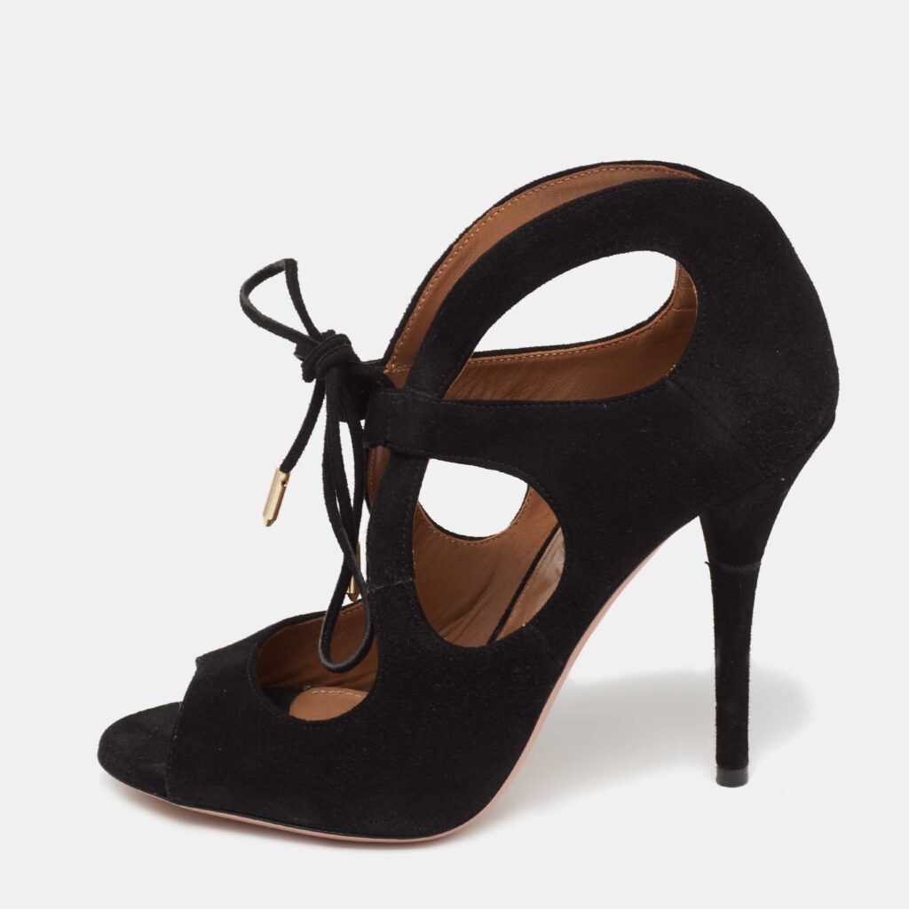 luxury-women-aquazzura-used-shoes-p628642-003-1 Aquazzura Black Suede C'est Chic Sandals Size 37