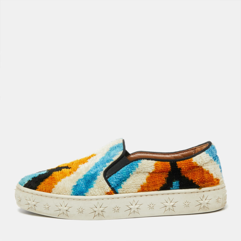 luxury-women-aquazzura-used-shoes-p640670-001-2 Aquazzura Multicolor Velvet Slip on Sneakers Size 35.5