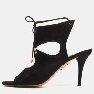Aquazzura Black Suede Sexy Thing Sandals Size 42
