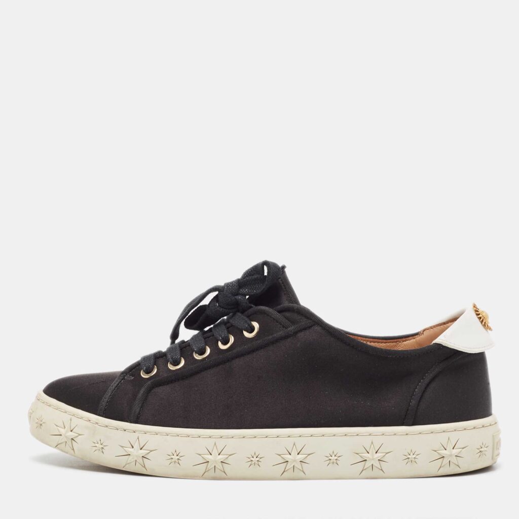 luxury-women-aquazzura-used-shoes-p910545-003 Aquazzura Black Satin L.A Low Top Sneakers Size 38