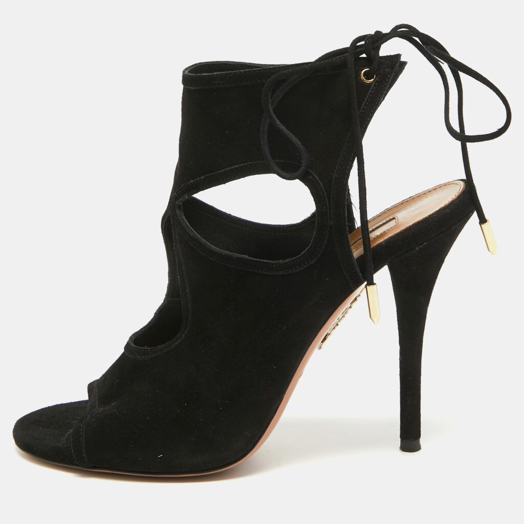 luxury-women-aquazzura-used-shoes-p941357-004 Aquazzura Black Suede Sexy Thing Sandals Size 37