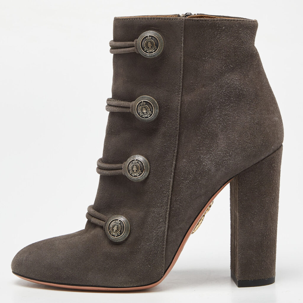 luxury-women-aquazzura-used-shoes-p965924-009 Aquazzura Grey Suede Detail Ankle Boots Size 37