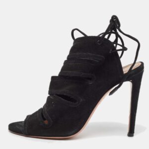 Aquazzura Black Suede Sloane Sandals Size 36