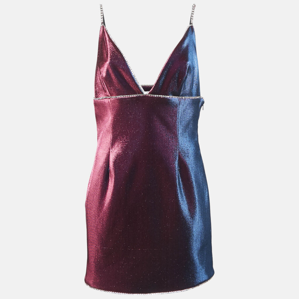 luxury-women-area-used-clothes-p1110269-001 Area Multicolor Lurex Studded V-Neck Mini Dress L