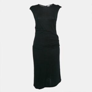 Armani Collezioni Black Jersey Belted Midi Dress M