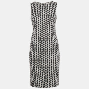 Armani Collezioni White/Black Patterned Jacquard Knit Sleeveless Short Dress S