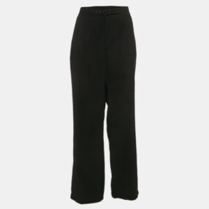 Armani Collezioni Black Crepe Buckle Detail Trousers L