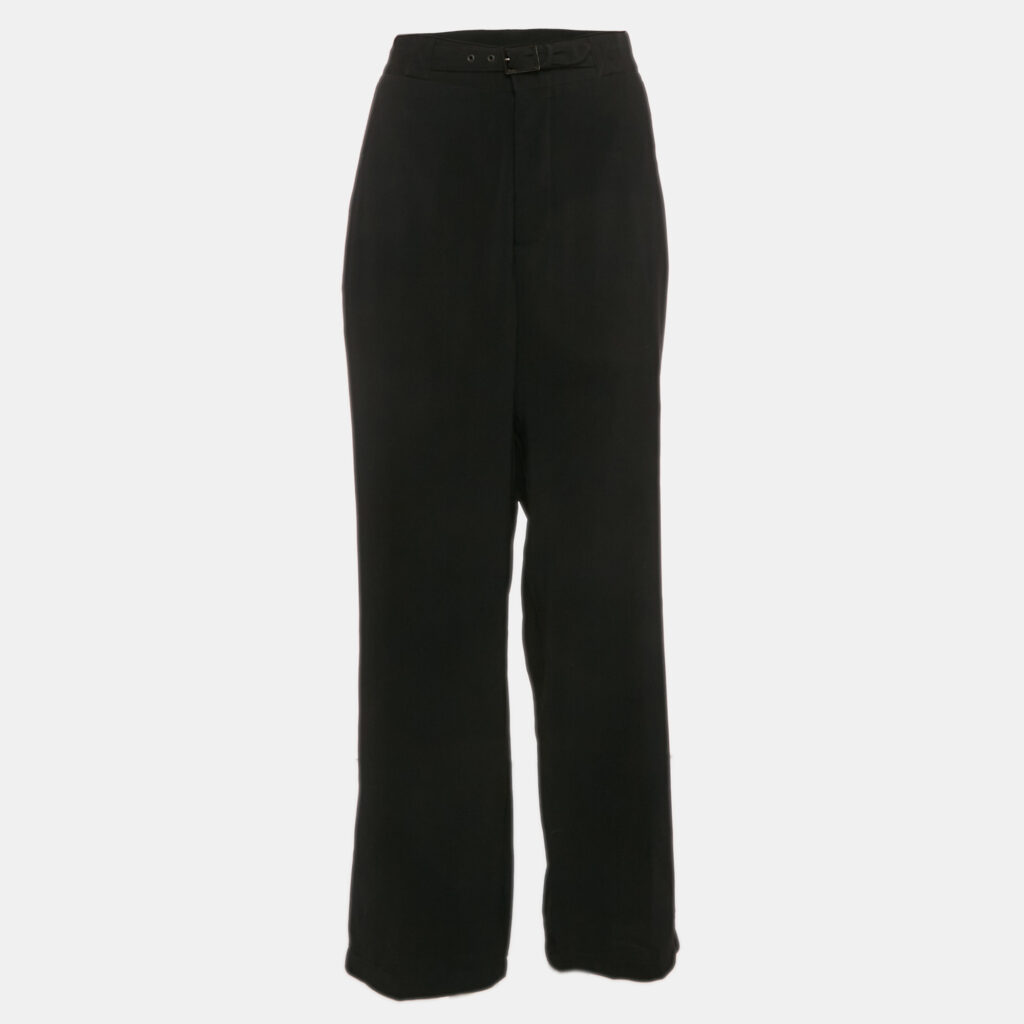 luxury-women-armani-collezioni-used-clothes-p1106033-001 Armani Collezioni Black Crepe Buckle Detail Trousers L