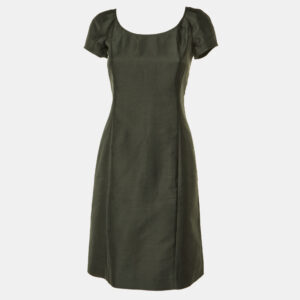 Armani Collezioni Charcoal Grey Mulberry Silk Sheath Dress S