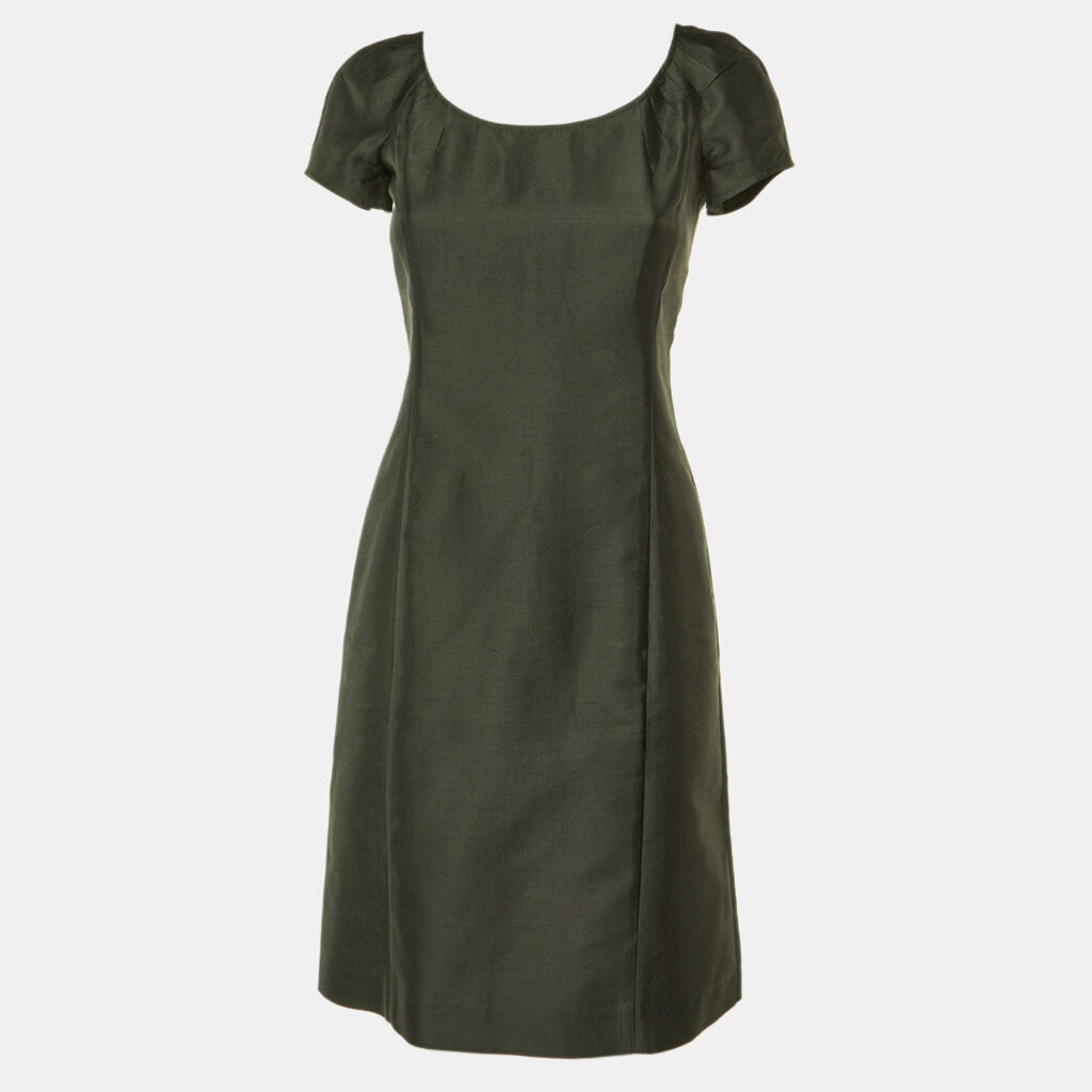 luxury-women-armani-collezioni-used-clothes-p1116544-002 Armani Collezioni Charcoal Grey Mulberry Silk Sheath Dress S