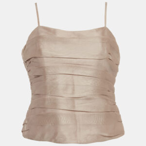 Armani Collezioni Pink Silk Tulle Gathered Sleeveless Top L
